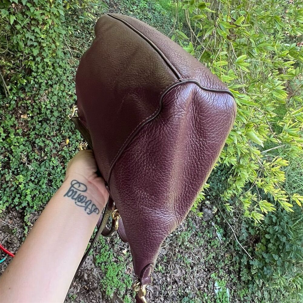 COACH Mini Kelsey Satchel Bag Purple Oxblood Leather w Gold Hardware AUTHENTIC - Picture 3 of 11